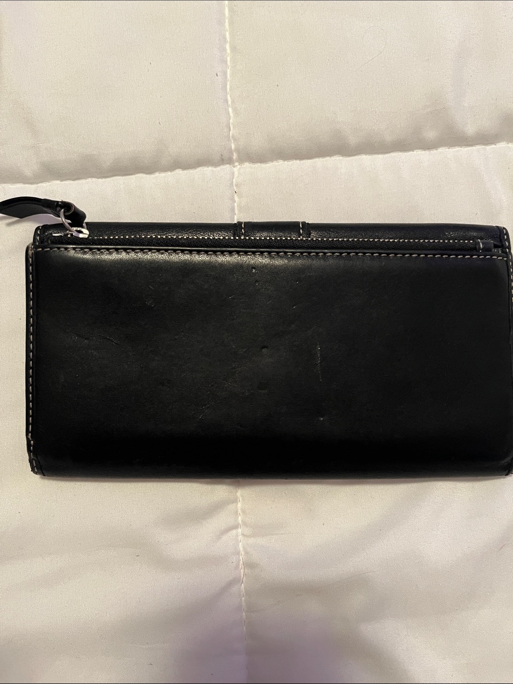 Coach Black Leather Continental Wallet with Contrast Stitching 8 x 4 - Picture 2 of 5